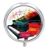 Round Pill Box, Colorful Piano Keyboard Music Small Round Silver Pill Case,Three-Compartment Pill Box,Small Pill Case for Purse Or Pocket view 1