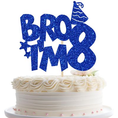 Jenrtvis Bro I'm 8 Cake Topper, 8th Birthday Cake Topper, Happy 8th Birthday Party Decoration, Eight Years Old Bday Cake Picks Eight Fabulous Cake Decorations Blue Glitter