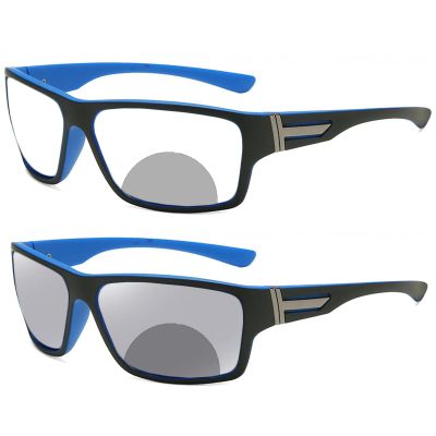 Transition Photochromic Bifocal Reading Glasses Safety Glasses with Readers Sport Magnifying Reading Goggles for Men Women (blue, 2.25, x)