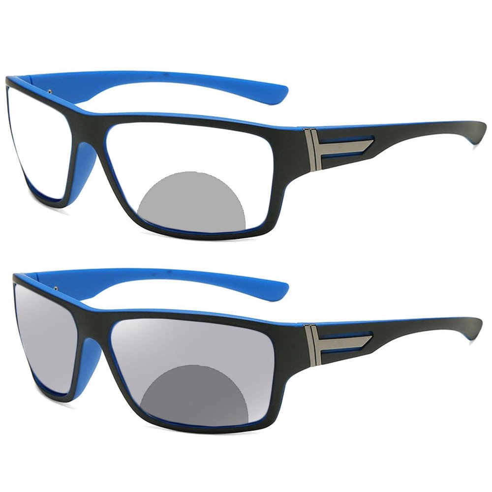 Transition Photochromic Bifocal Reading Glasses Safety Glasses with Readers Sport Magnifying Reading Goggles for Men Women (blue, 2.25, x)