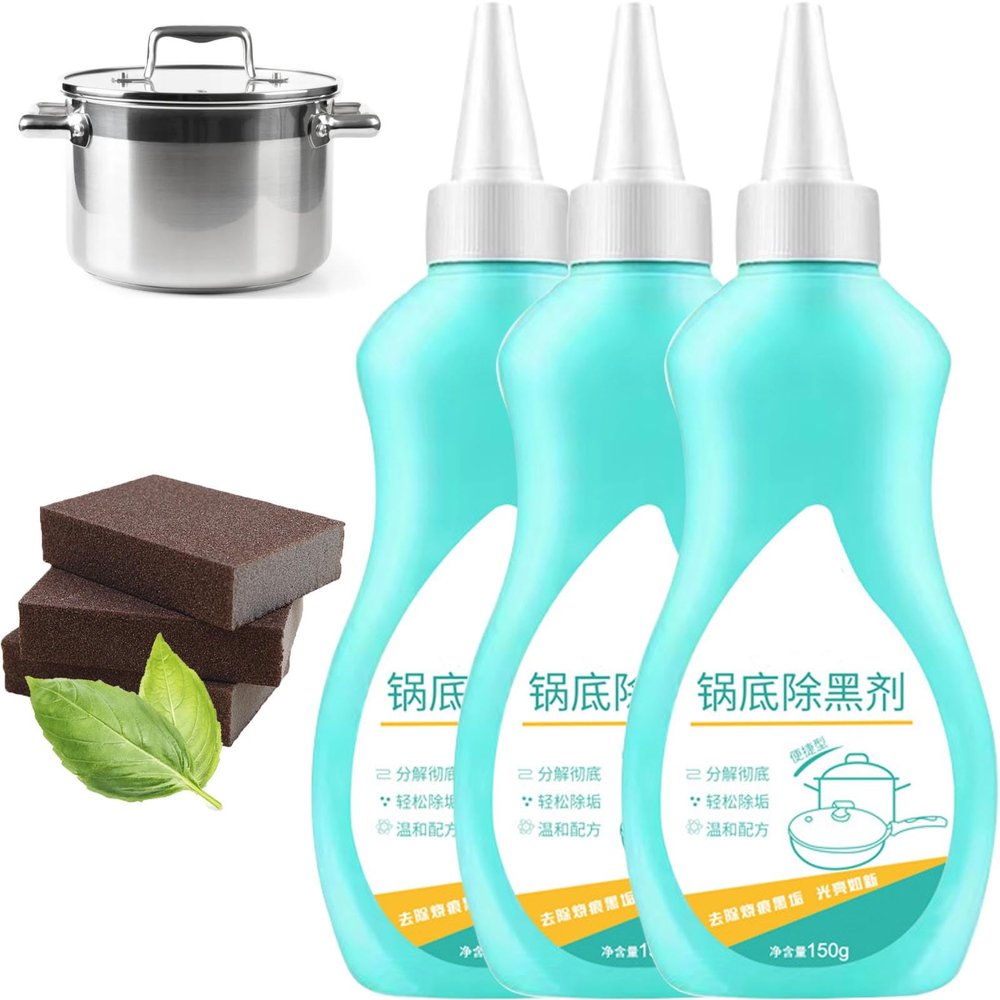 LSNTUU Magic Gel Cleaner for Pots and Pans,Magic Gel Cleaner for Pot Bottom,Gel to Clean Pots and Pans,Black Pot Bottom Cleaning Gel,Cleaner for Bottom of Pots and Pans (3PCS)