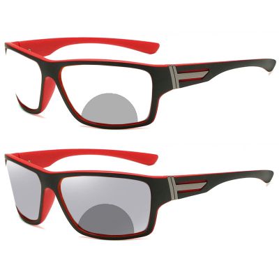 Transition Photochromic Bifocal Reading Glasses Safety Glasses with Readers Sport Magnifying Reading Goggles for Men Women (red, 2, x)