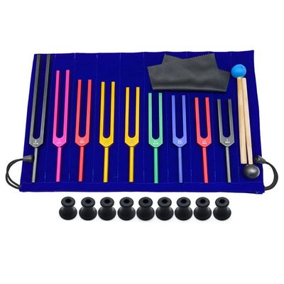 Kqcibz 9 PCS Colorful Aluminum Alloy Tuning Forks Tuning Forks For Therapy, Voice Therapy Black, 500396045A3