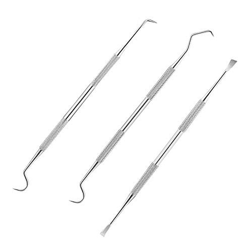 3Pcs Silver Stainless Steel Tooth Scraper Professional Dental Pick Scaler Teeth Tarter Plaque Remover Cleaner Teeth Cleaning Tools Dental Care Hygiene Kit Interdental Floss Picks Accessories