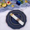 Liacere 350PCS Navy Blue Plastic Plates-Disposable Blue Gold Plates 50guest Plastic Dinnerware include 100Plates,50Pack Pre Rolled Napkins with Silverware 50Cups for Martin Luther King Jr view 3