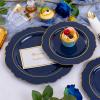 Liacere 350PCS Navy Blue Plastic Plates-Disposable Blue Gold Plates 50guest Plastic Dinnerware include 100Plates,50Pack Pre Rolled Napkins with Silverware 50Cups for Martin Luther King Jr view 4