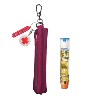 1 Pack Mini Red Mesh Epi Pens Carrying Case EpiPen Carrier - Convenient Travel Case for Allergy and Diabetes - Fits Put in 1 Epi Pens