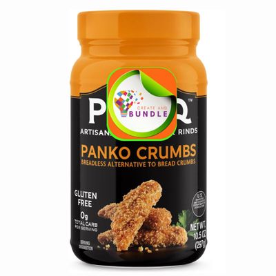 PORQ Pork Rind Panko Crumbs, Gluten Free, Keto Friendly, 10.5 oz Canister, 21 Servings + Create Sticker