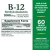 Nature's Bounty Vitamin B-12 Quick Dissolve Tablets, 1000mcg, Aids in the Conversion of Food into Cellular Energy, Cherry Flavor, 60ct view 2