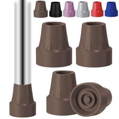 4 Pack Replacement Rubber Cane Tips 3/4 Inch Heavy Duty Rubber Crutch Tips Non Slip Walker Tips for Walkers Commodes Shower Chairs Canes Leg (Brown)