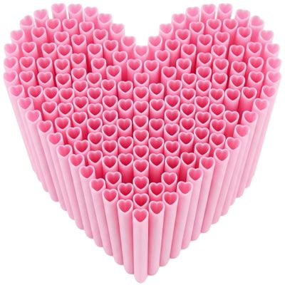 100 PCS Valentines Day Heart Shaped Pink Straws,Individually Wrapped Cute Plastic Drinking Straws for Valentine Party Favors,Cocktails, Bridal Shower, Wedding & Birthday Supplies