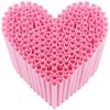 100 PCS Valentines Day Heart Shaped Pink Straws,Individually Wrapped Cute Plastic Drinking Straws for Valentine Party Favors,Cocktails, Bridal Shower, Wedding & Birthday Supplies view 1