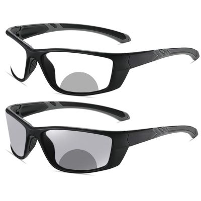 willochra Sports Transition Photochromic Bifocal Reading Glasses for Men Wrap Around Design Safety Glasses with Readers sunglasses (black, 3.75, x)