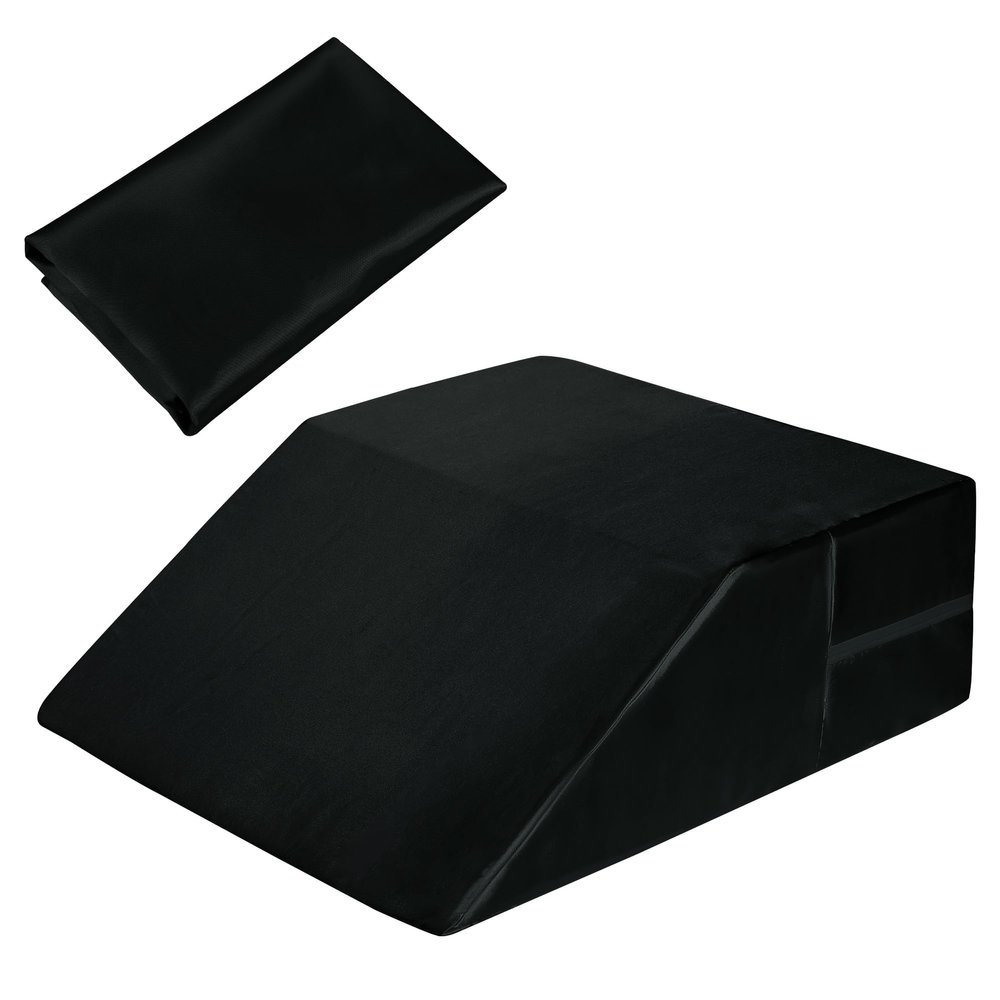 HOMBYS Satin Wedge Pillow Cover Leg Elevation Pillowcase -Silky & Smooth Bed Wedge Replacement Case with Zipper, Removable & Machine Washable(Cover Only), Black