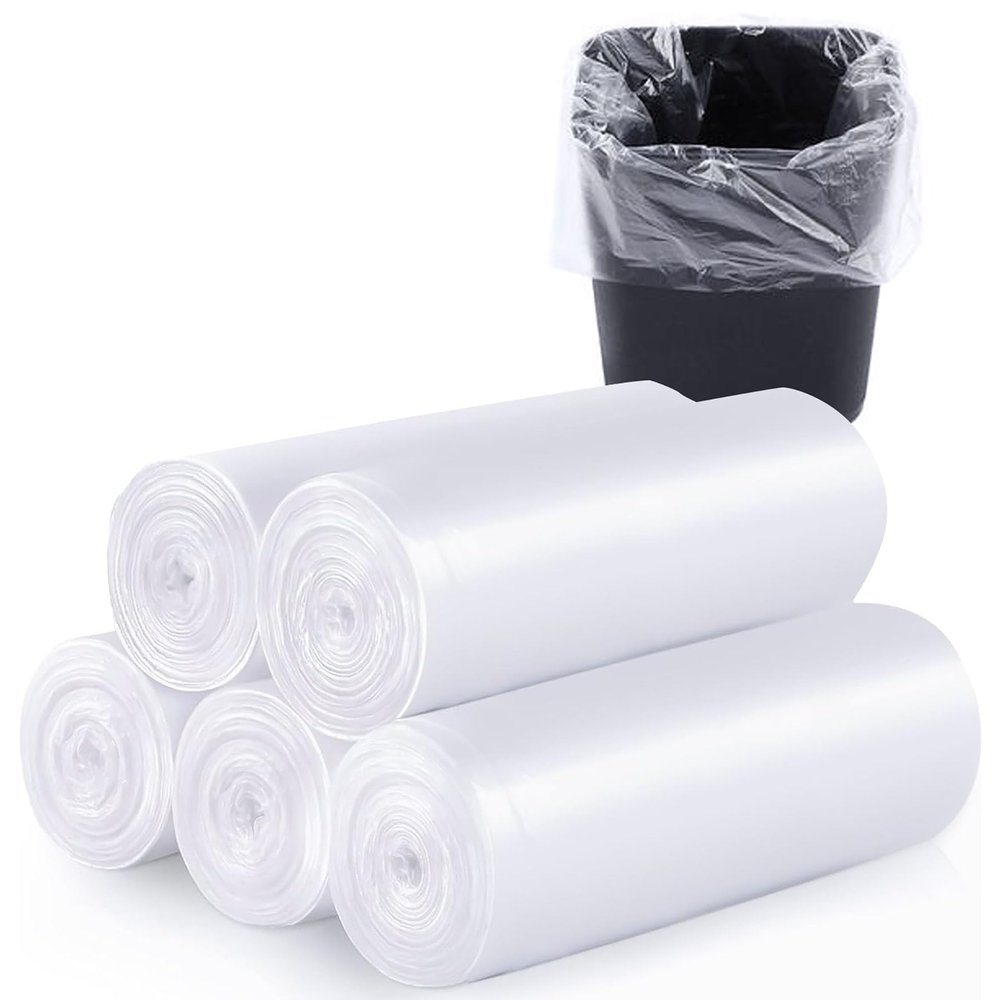 100 Count Trash Bags 4 Gallon Clear Garbage Bags Unscented 1.1mil Thick Strong for Bathroom, Office, Kitchen Waste Basket Small Trash Can. 4g/pcs