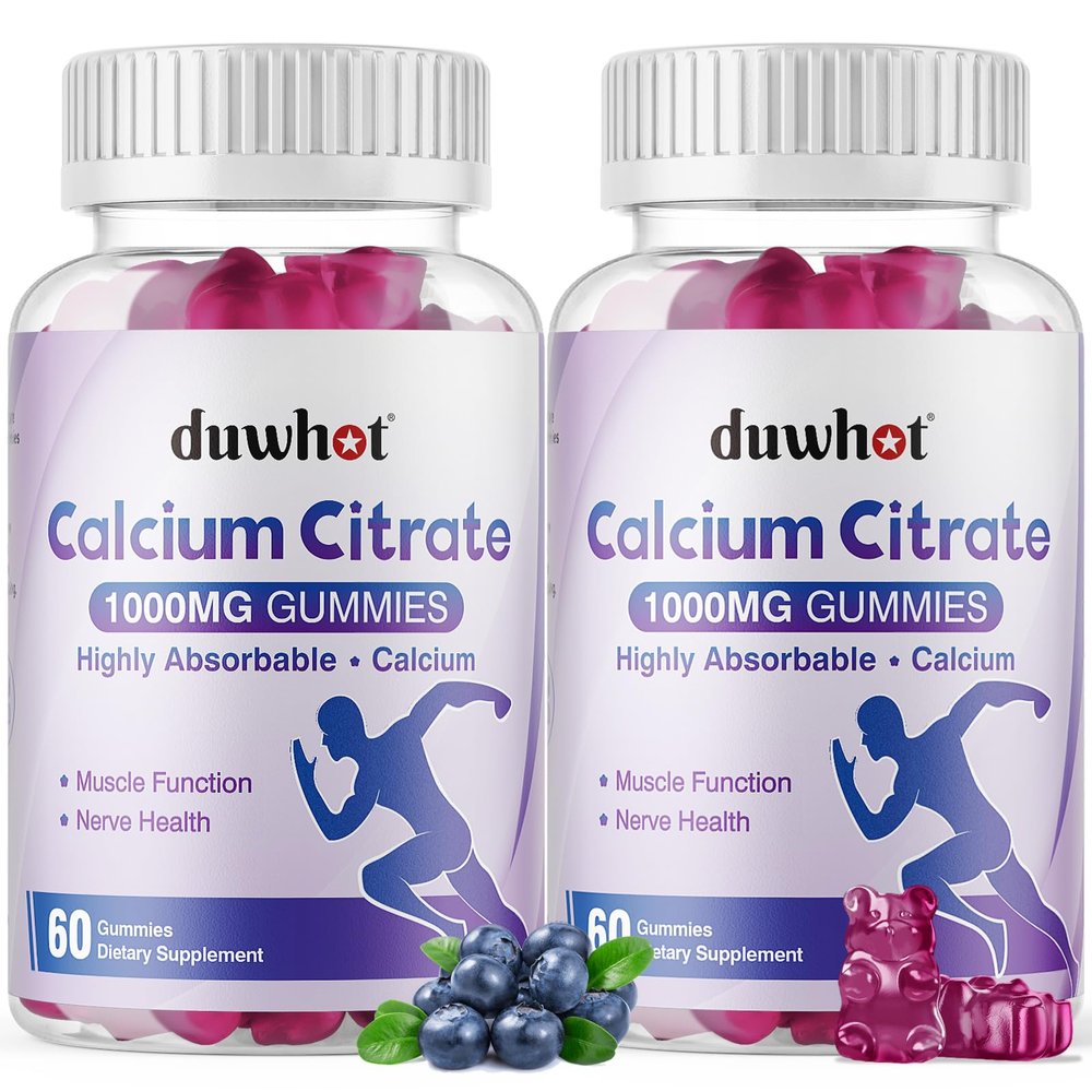Calcium Citrate Gummies, Chewable Calcium Citrate 1000mg for Bone, Muscle & Immune Support, Ultimate Absorption Calcium Supplements for Women & Men, Blueberry, 120 Chews
