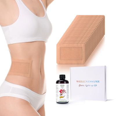 20Pcs Castor Oil Pack Wrap,No Washing Self Adhesive with High Absorbent Organic Cotton Flannel, Wellnessamz Anti Massage Oil Leak, Design for Women Men Travel