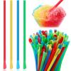 Eaasty 500 Pcs Snow Cone Spoon Straws, Flexible Plastic Flexible Disposable Drinking Straws, Disposable Plastic Sip Stir Sticks (Blue,Green,Yellow,Red) view 1