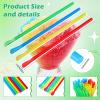 Eaasty 500 Pcs Snow Cone Spoon Straws, Flexible Plastic Flexible Disposable Drinking Straws, Disposable Plastic Sip Stir Sticks (Blue,Green,Yellow,Red) view 2