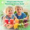Eaasty 500 Pcs Snow Cone Spoon Straws, Flexible Plastic Flexible Disposable Drinking Straws, Disposable Plastic Sip Stir Sticks (Blue,Green,Yellow,Red) view 3