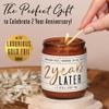 2 Year Gift for Anniversary for Her - '2 Years Later' Soy Candle, w/Sandalwood Rose - Infused w/Essential Oils I 2nd Anniversary Wedding Gift for Wife I 50Hr Burn I USA Made view 2