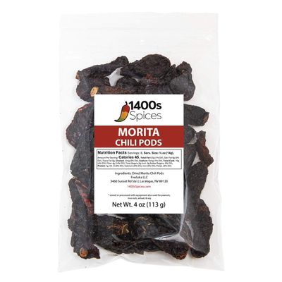 4oz Morita Chipotle Dried Whole Chile Peppers, Chili Seco Pods by 1400s Spices