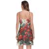ALAZA Red Rose Flower Bouquet Spreads Leaves Mesh Halter Dress view 3