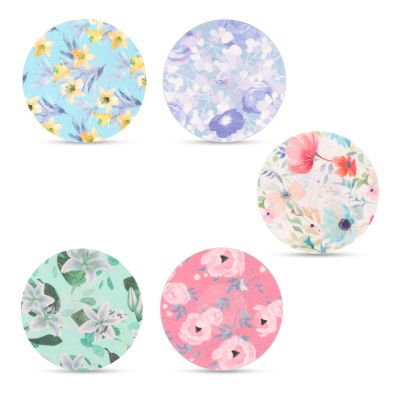 25pcs Sensor Covers for Libre 2/3, Waterproof Adhesive Patches CGM Tape Floral Pattern Monitor Patch Sweatproof Sensor Stickers Overpatch Compatible with Libre (5 Styles)