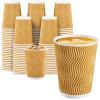 SIUQ Coffee Cups 12 oz 150 Pack, Insulated Ripple Wall Paper Coffee Cups 12 oz, Disposable Coffee Cups, Hot Beverage/Cold Drinking Cups for Office,Home,Party,Cafe,Picnic,Travel (Champagne) view 1