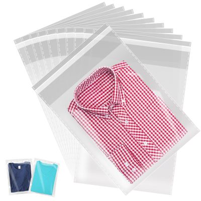 Docvania Clear Resealable Cellophane Bags 12 X 16 Inch Self Sealing Cellophane Bags, 100Pcs Cookie Bag with Seal Packaging Treat Bag for Wrapping Apparel, Shirts, Decorative Wrapping Paper and Party Favors