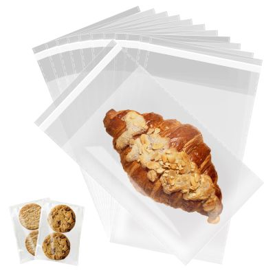 Docvania Clear Resealable Cellophane Bags 5 X 7 Inch Self Sealing Cellophane Bags, 100Pcs Cookie Bag with Seal Packaging Treat Bag for Wrapping Bread, Soaps, Candies and Party Favors