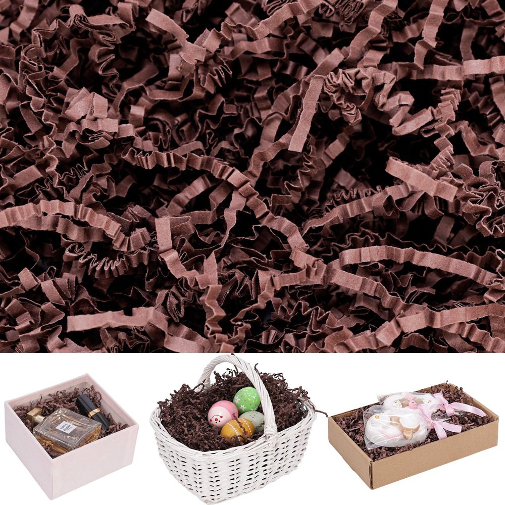 VGOODALL 2LB Crinkle Paper Filler, Dark Brown Shredded Confetti Paper for Gift Basket Filling Birthday Party Gift Box Wrapping Stuffing Supplies