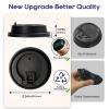 LITOPAK 200 Count Coffee Cup Lids, 3.54'' Disposable Plastic Lids for 10oz, 12oz, 16oz, and 20oz Paper Cups, Black view 2