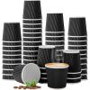 200 Pcs 4oz Paper Espresso Cups Ripple Wall Hot Cups For Coffee Disposable Coffee Cup Paper Hot/Cold Drinking Cups for Party, Picnic, Travel and Events (Black) view 1