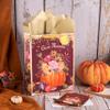 LeZakaa Thanksgiving Gift Bag, Pumpkin Bouquet Give Thanks Metallic Foil Autumn Design, Matching Tissue Paper, Greeting Card and Tag, for Fall Thanksgiving, Holiday Celebration, 13" x 10" x 5", 1 Pcs view 2