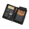 CONTACTS Full Grain Leather Cigar Case Travel Cigars Humidor Box Accessories Organizer with Cigar Cutter Lighter Pocket for 5 Pcs Cigars (Black) view 1