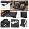 CONTACTS Full Grain Leather Cigar Case Travel Cigars Humidor Box Accessories Organizer with Cigar Cutter Lighter Pocket for 5 Pcs Cigars (Black) view 4