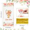 Hotop 100 Pcs Baptism Cellophane Bags Baptism Gift Treat Bag Goodie Candy Bags with 150 Ties First Communion Party Decorations Supplies Christening Confirmation(Flower) view 2