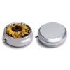 Round Pill Box 3 Compartment Pill Case for Purse & Pocket Small Pill Organizer Butterfly and Sunflower Travel Pillbox Portable Oil Storage Box Metal Medicine Vitamin Organizer Unique Gift view 3