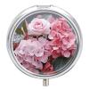 Round Pill Box 3 Compartment Pill Case for Purse & Pocket Small Pill Organizer Pink Rose Hydrangea Travel Pillbox Portable Oil Storage Box Metal Medicine Vitamin Organizer Unique Gift view 1