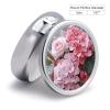 Round Pill Box 3 Compartment Pill Case for Purse & Pocket Small Pill Organizer Pink Rose Hydrangea Travel Pillbox Portable Oil Storage Box Metal Medicine Vitamin Organizer Unique Gift view 2