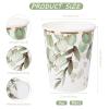 WRAPAHOLIC 50 Pcs Greenery Paper Cups - 9 oz Eucalyptus Disposable Cups, Coffee Cups, Hot/Cold Beverage Drinking Cups for Water Juice, Perfect for Home, Office and Party Supplies view 2