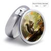 Round Pill Box 3 Compartment Pill Case for Purse & Pocket Small Pill Organizer Squirrel Eats Nuts Travel Pillbox Portable Oil Storage Box Metal Medicine Vitamin Organizer Unique Gift view 2