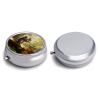 Round Pill Box 3 Compartment Pill Case for Purse & Pocket Small Pill Organizer Squirrel Eats Nuts Travel Pillbox Portable Oil Storage Box Metal Medicine Vitamin Organizer Unique Gift view 3