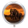 Round Pill Box 3 Compartment Pill Case for Purse & Pocket Small Pill Organizer Sunset Parent-Child Elephant Travel Pillbox Portable Oil Storage Box Metal Medicine Vitamin Organizer Unique Gift view 1