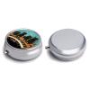 Round Pill Box 3 Compartment Pill Case for Purse & Pocket Small Pill Organizer Four Black Cats Lying on The Piano Keyboard Travel Pillbox Portable Oil Storage Box Metal Medicine Vitamin Organizer Uniq view 3