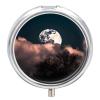 Round Pill Box 3 Compartment Pill Case for Purse & Pocket Small Pill Organizer Full Moon Travel Pillbox Portable Oil Storage Box Metal Medicine Vitamin Organizer Unique Gift view 1