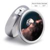 Round Pill Box 3 Compartment Pill Case for Purse & Pocket Small Pill Organizer Full Moon Travel Pillbox Portable Oil Storage Box Metal Medicine Vitamin Organizer Unique Gift view 2