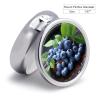Round Pill Box 3 Compartment Pill Case for Purse & Pocket Small Pill Organizer Delicious Blueberries Travel Pillbox Portable Oil Storage Box Metal Medicine Vitamin Organizer Unique Gift view 2