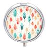 Round Pill Box 3 Compartment Pill Case for Purse & Pocket Small Pill Organizer Coral and Teal Arrows Travel Pillbox Portable Oil Storage Box Metal Medicine Vitamin Organizer Unique Gift view 1